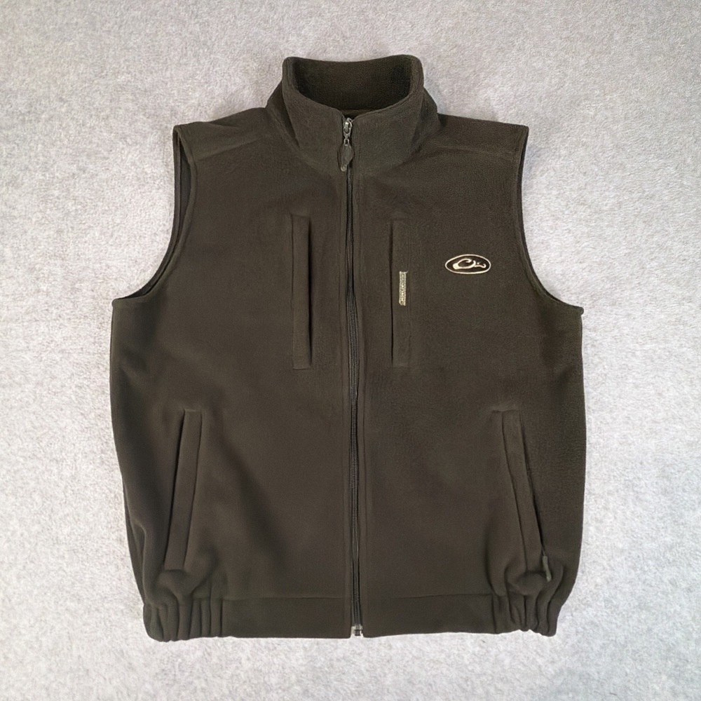 Drake Waterfowl Vest Men's M Fleece Olive Green Full Zip Magnattach Hunting